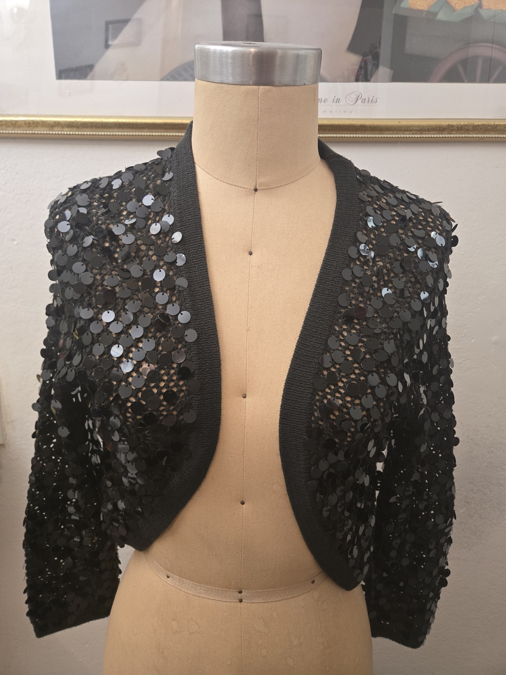 Cejon Black Open-Weave Knit Shrug